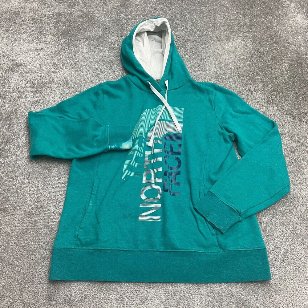 The North Face Pullover Hoodie Sweatshirt Womens Large Green Graphic Casual